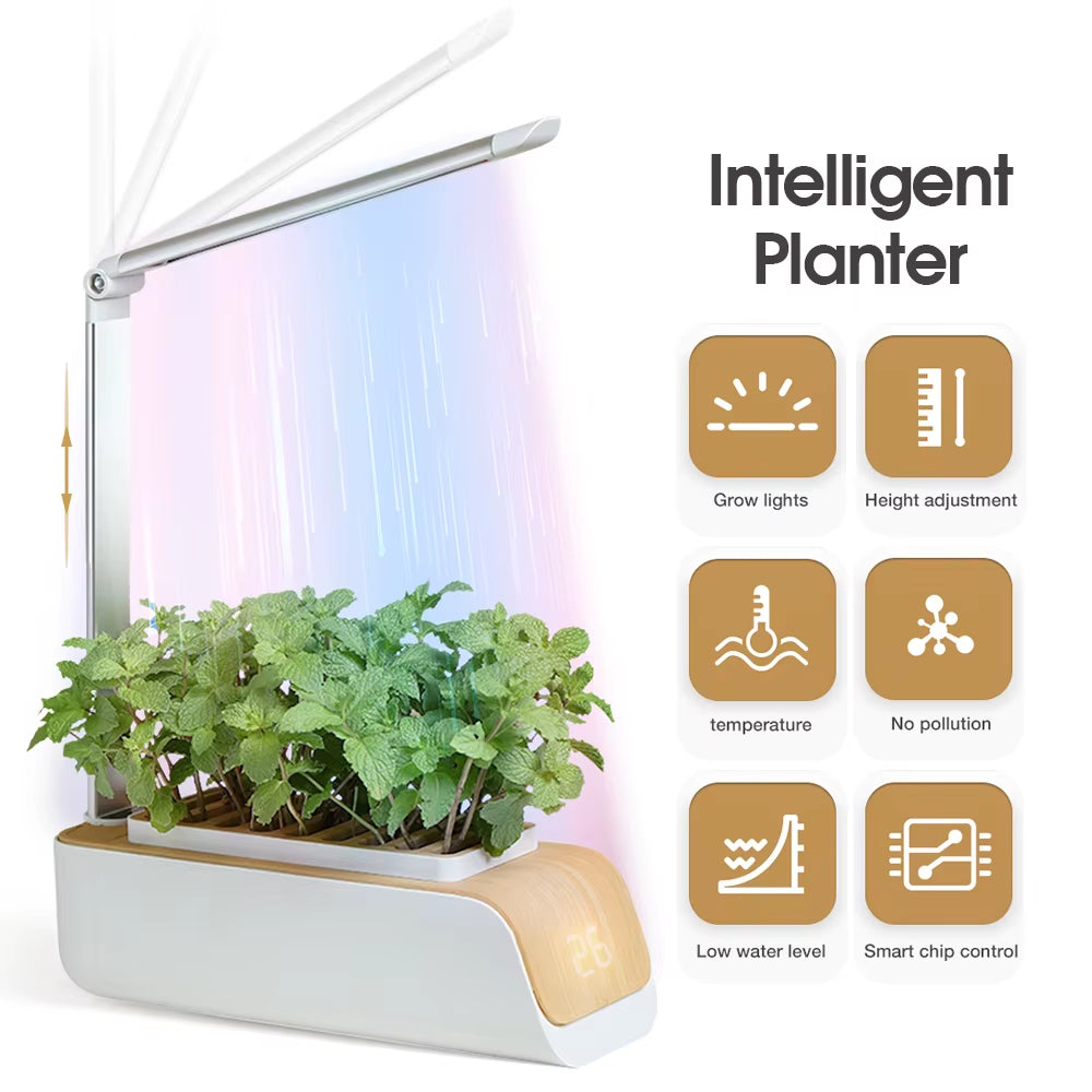 Automatic Hydroponics Growing System Home Garden Indoor Herb Flower Vegetable Kit with LED Grow Light Smart Soilless Cultivation